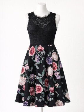 Jodi Kristopher Lace Top with Built in Bra Fit & Flare Dress Size 3/4 NWT